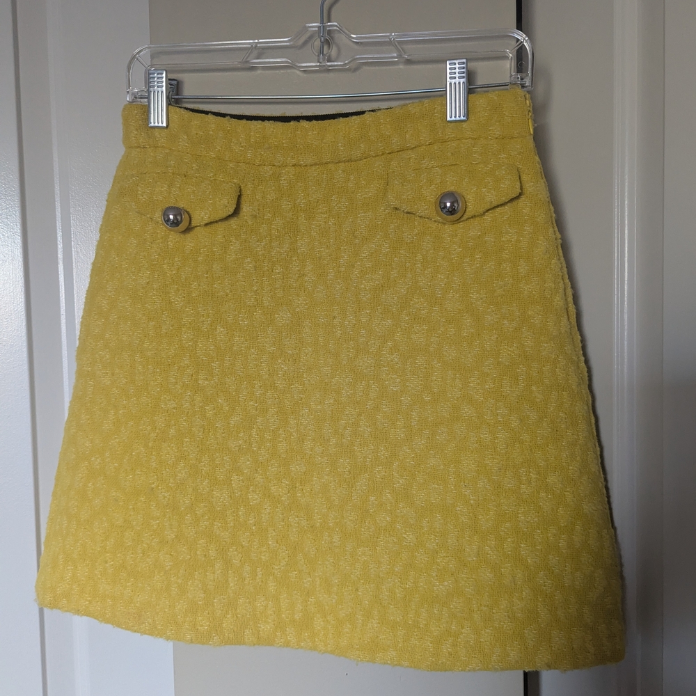 Kate Spade Yellow Tonal Leopard Textured Skirt - Picture 2 of 4